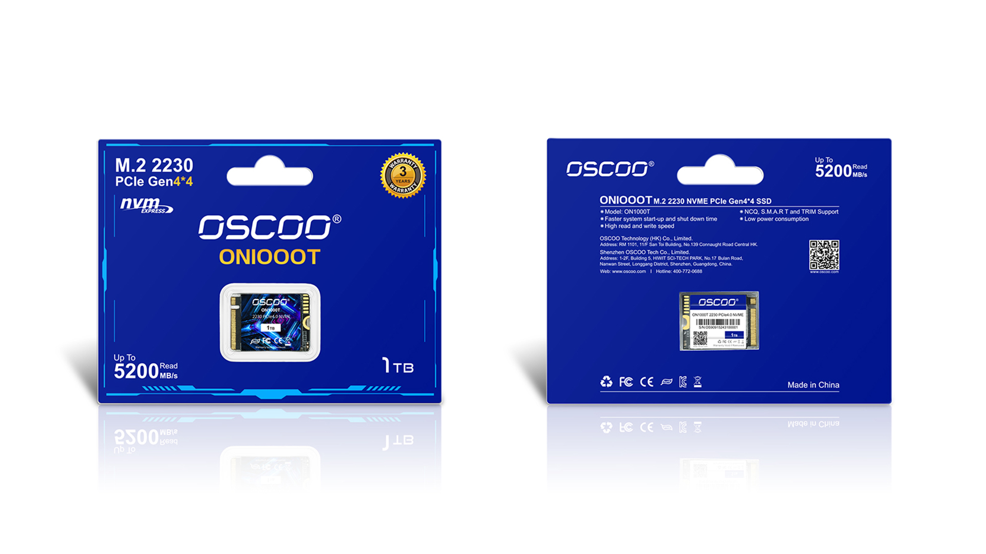 OSCOO 1TB NVMe SSD – M.2 2230 PCIe Gen4x4 Internal Solid State